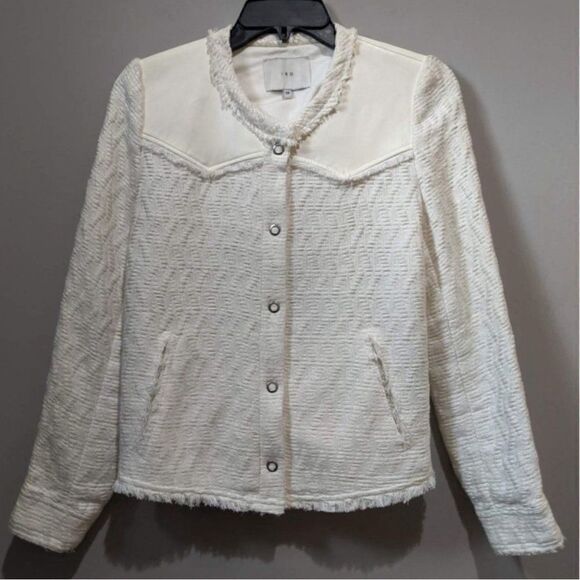 IRO HALSTON Ecru Textured Woven Jacket Size 36 - Picture 3 of 8